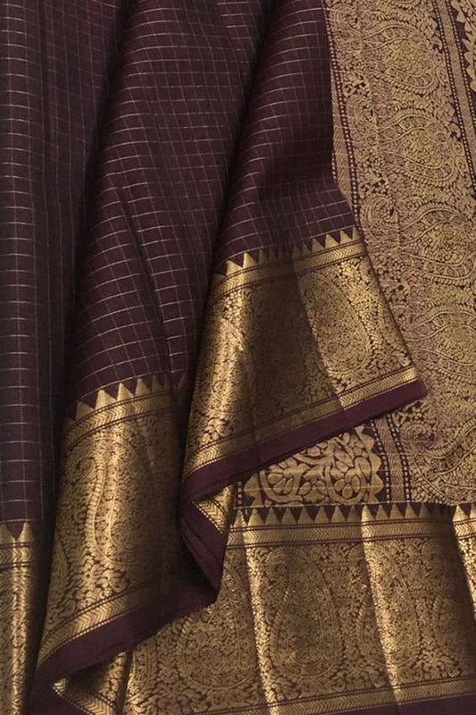 Elegant Brown Kanjeevaram Handloom Pure Silk Saree - Luxurion World