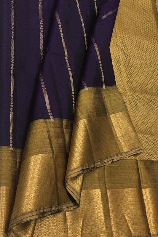Exquisite Blue Kanjeevaram Handloom Pure Silk Saree: Timeless Elegance - Luxurion World