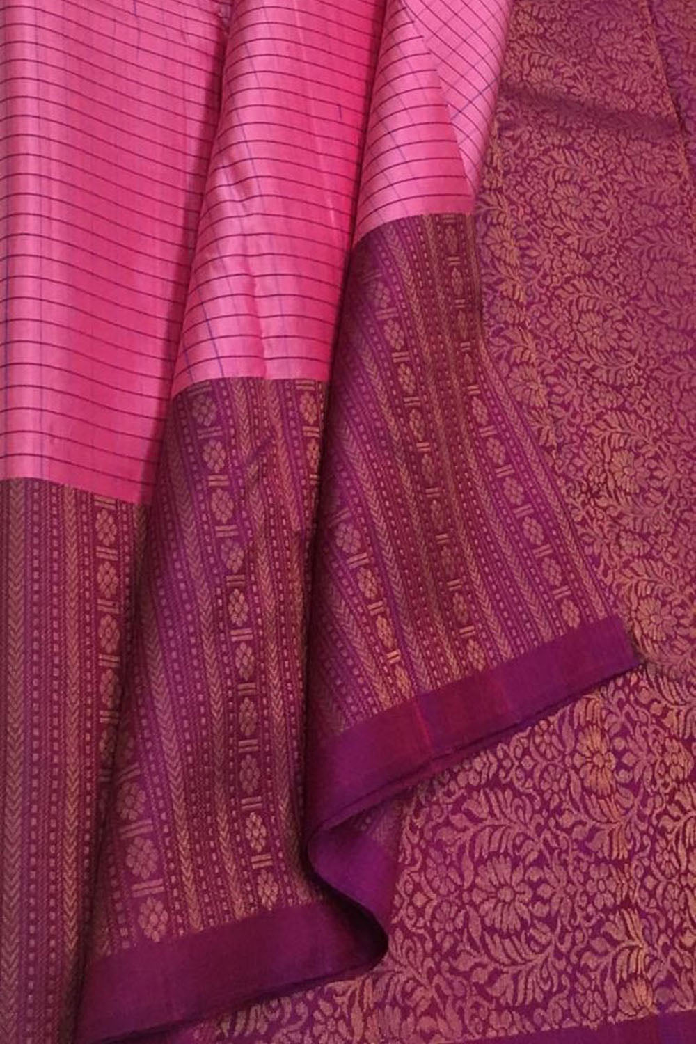 Elegant Pink Kanjeevaram Handloom Pure Silk Saree - Luxurion World