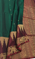 Exquisite Green Kanjeevaram Handloom Pure Silk Saree: Timeless Elegance - Luxurion World