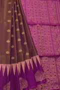 Elegant Brown Kanjeevaram Handloom Pure Silk Saree - Luxurion World