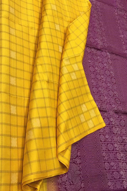 Exquisite Yellow Kanjeevaram Handloom Pure Silk Saree: Timeless Elegance