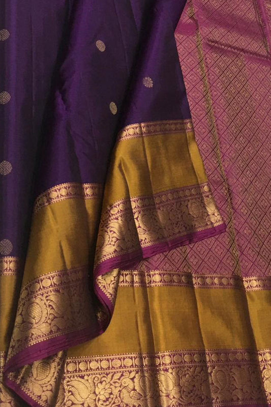 Elegant Purple Kanjeevaram Handloom Silk Saree - Luxurion World