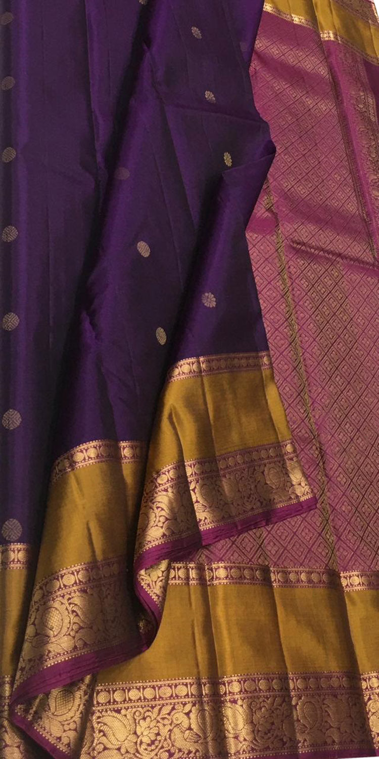 Elegant Purple Kanjeevaram Handloom Silk Saree - Luxurion World
