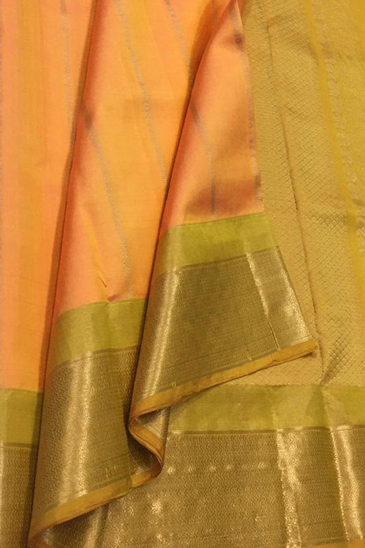 Exquisite Orange Kanjeevaram Handloom Pure Silk Saree: A Timeless Elegance - Luxurion World