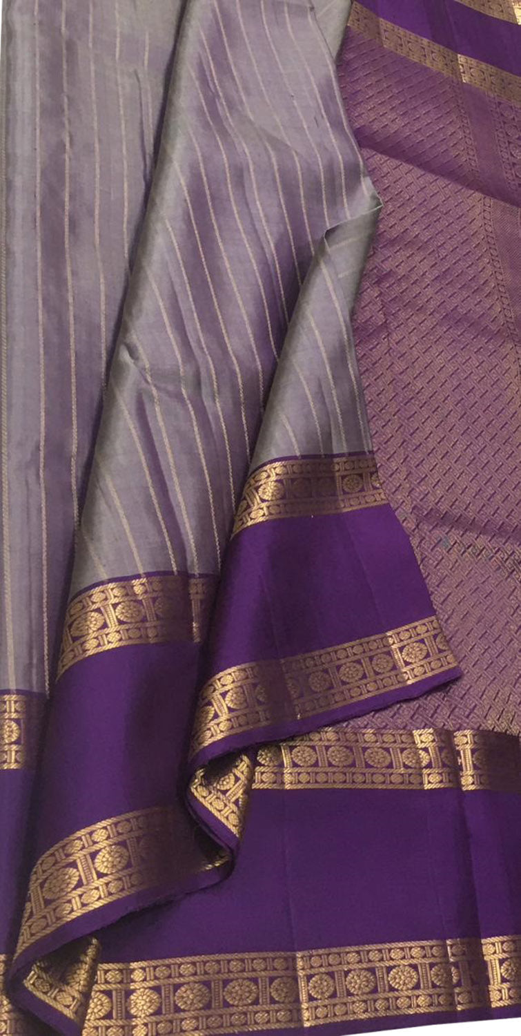 Elegant Purple Kanjeevaram Handloom Pure Silk Saree - Luxurion World