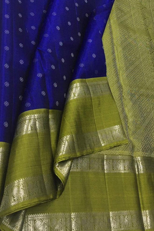 Royal Blue Kanjeevaram Silk Saree - Handloom Pure Elegance - Luxurion World
