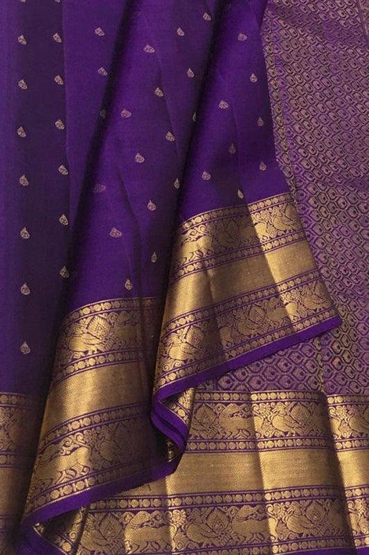 Exquisite Purple Kanjeevaram Silk Saree - Handloom Beauty - Luxurion World