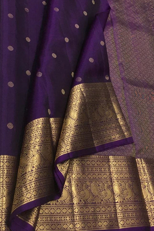 Exquisite Purple Kanjeevaram Silk Saree - Luxurion World