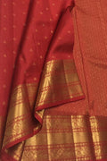 Exquisite Red Kanjeevaram Silk Saree - Handloom Beauty - Luxurion World