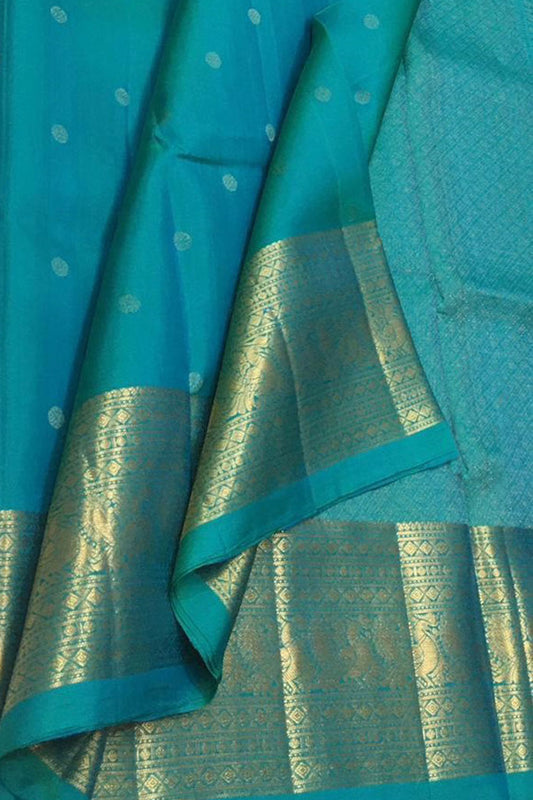 Exquisite Blue Kanjeevaram Handloom Silk Saree
