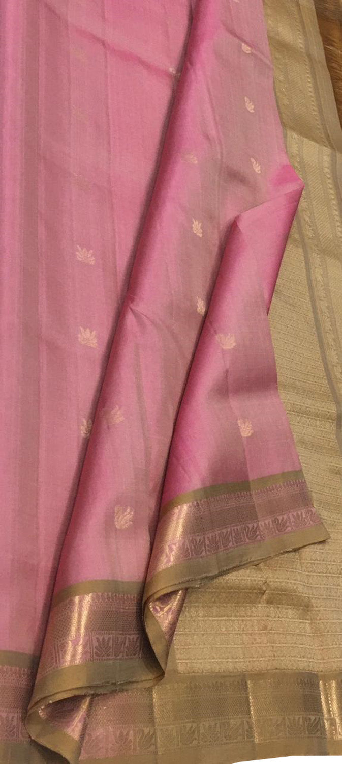 Exquisite Pink Kanjeevaram Handloom Silk Saree - Luxurion World