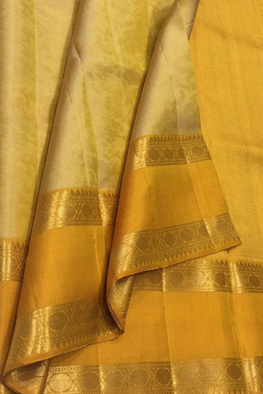 Golden Glow: Kanjeevaram Pure Silk Saree - Luxurion World