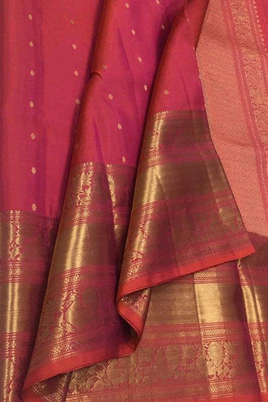 Exquisite Pink Kanjeevaram Handloom Silk Saree - Luxurion World