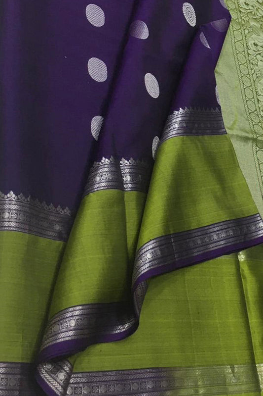 Exquisite Purple Kanjeevaram Silk Saree - Handloom Beauty - Luxurion World
