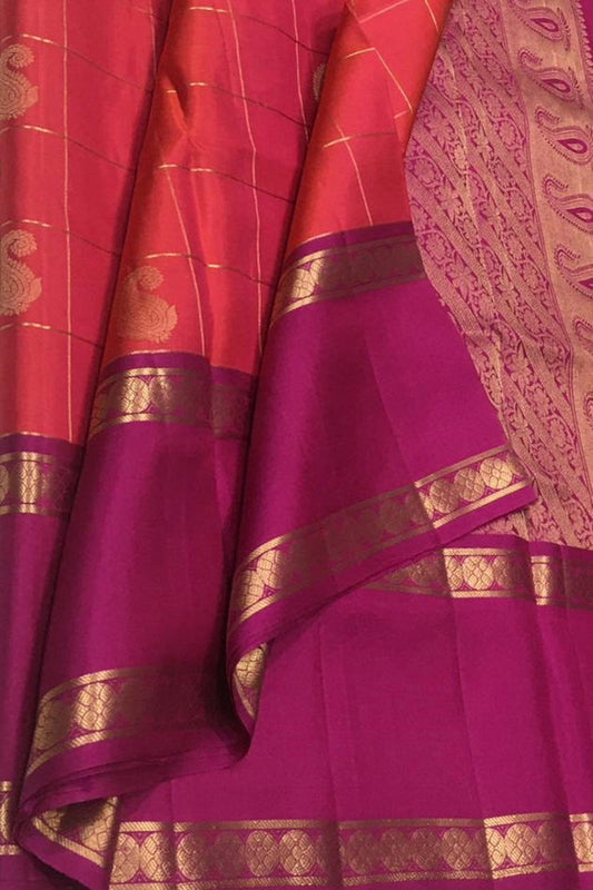 Exquisite Pink Kanjeevaram Silk Saree - Handloom Beauty - Luxurion World
