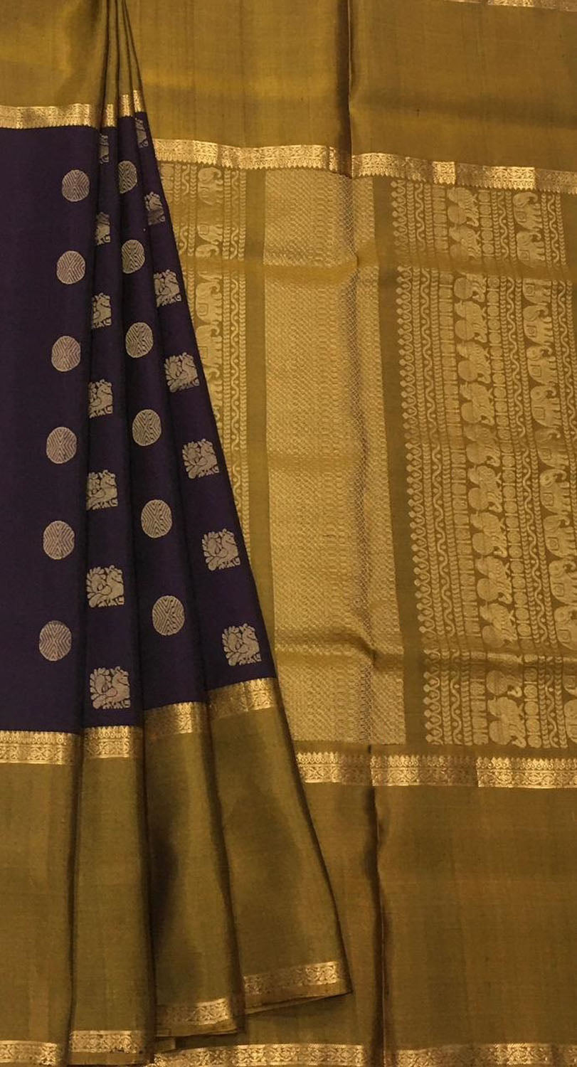 Exquisite Purple Kanjeevaram Silk Saree - Handloom Beauty - Luxurion World