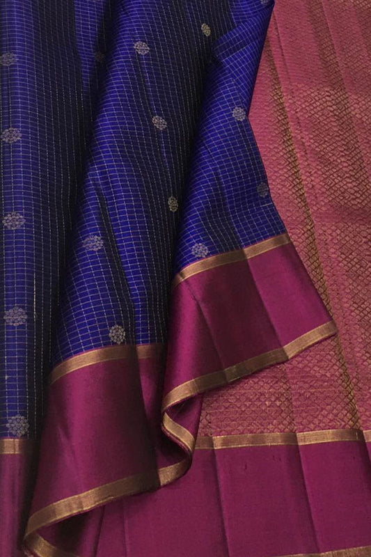 Royal Blue Kanjeevaram Silk Saree - Handloom Pure