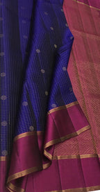 Royal Blue Kanjeevaram Silk Saree - Handloom Pure - Luxurion World
