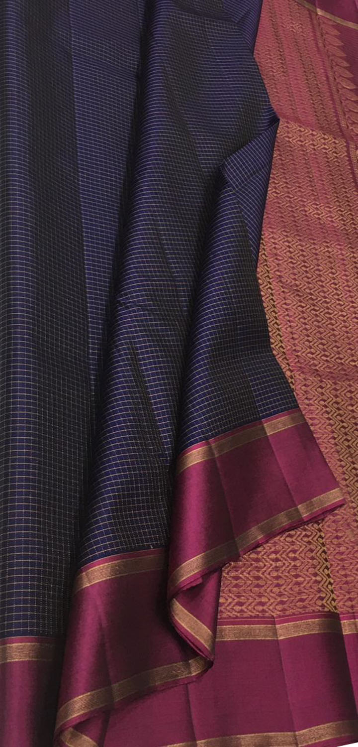 Royal Blue Kanjeevaram Silk Saree - Handloom Pure Elegance - Luxurion World