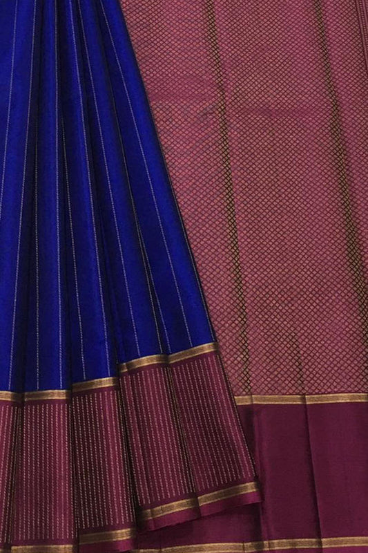 Royal Blue Kanjeevaram Silk Saree - Handloom Pure Elegance - Luxurion World