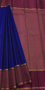 Royal Blue Kanjeevaram Silk Saree - Handloom Pure Elegance - Luxurion World