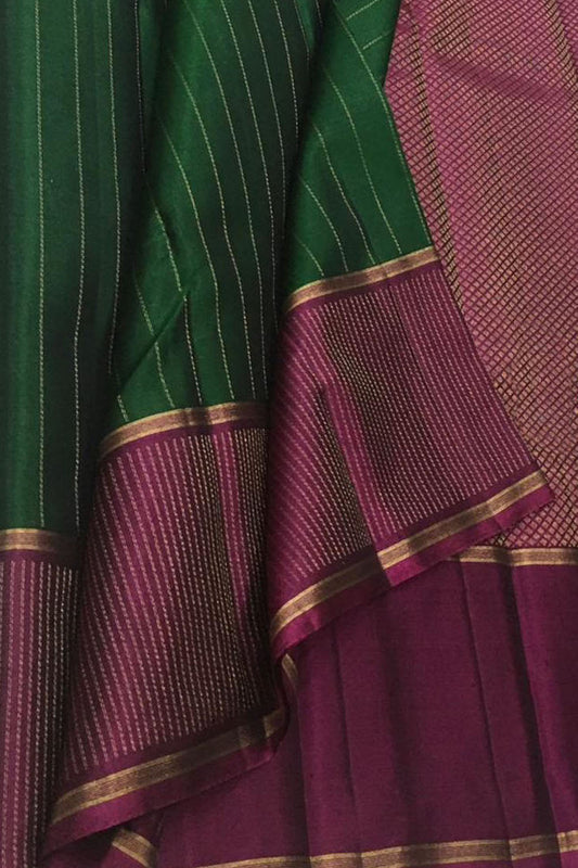 Green Kanjeevaram Handloom Silk Saree - Pure Elegance - Luxurion World