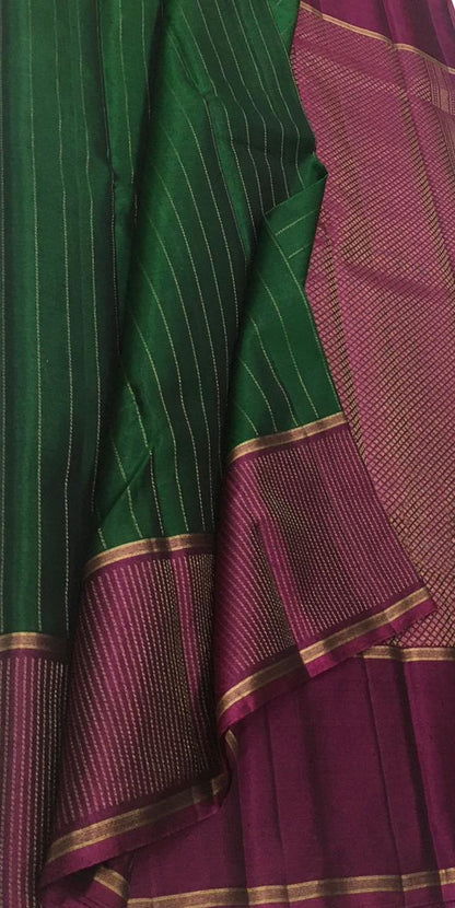 Green Kanjeevaram Handloom Silk Saree - Pure Elegance - Luxurion World