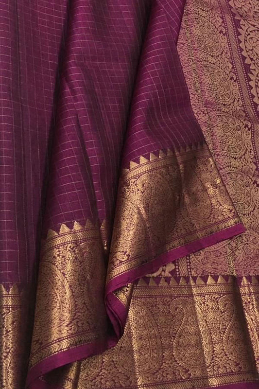 Exquisite Purple Kanjeevaram Pure Silk Saree - Luxurion World