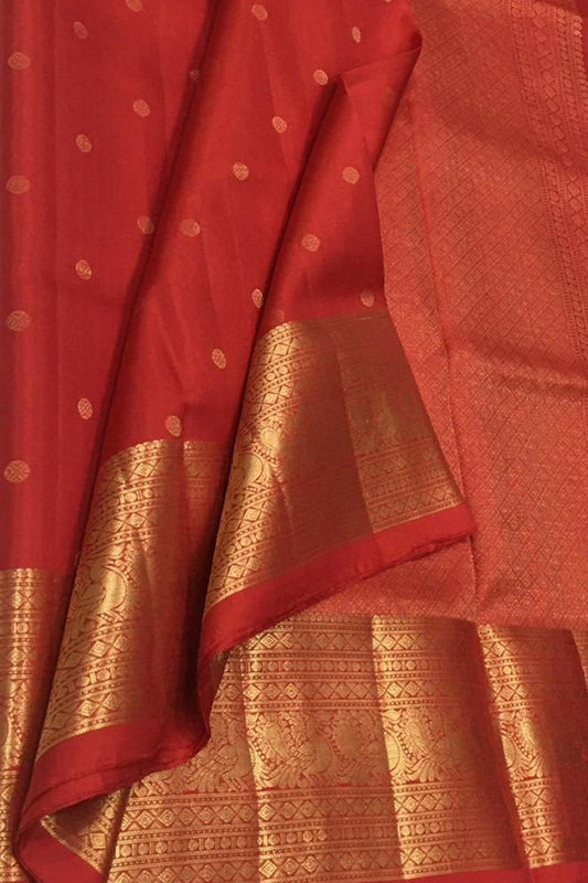 Exquisite Red Kanjeevaram Handloom Pure Silk Saree - Luxurion World