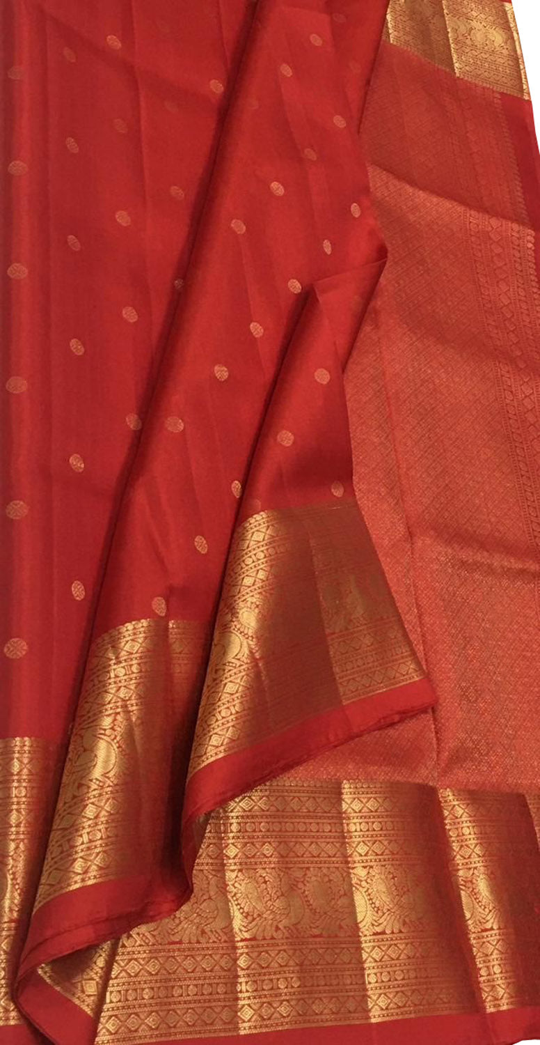 Exquisite Red Kanjeevaram Handloom Pure Silk Saree - Luxurion World