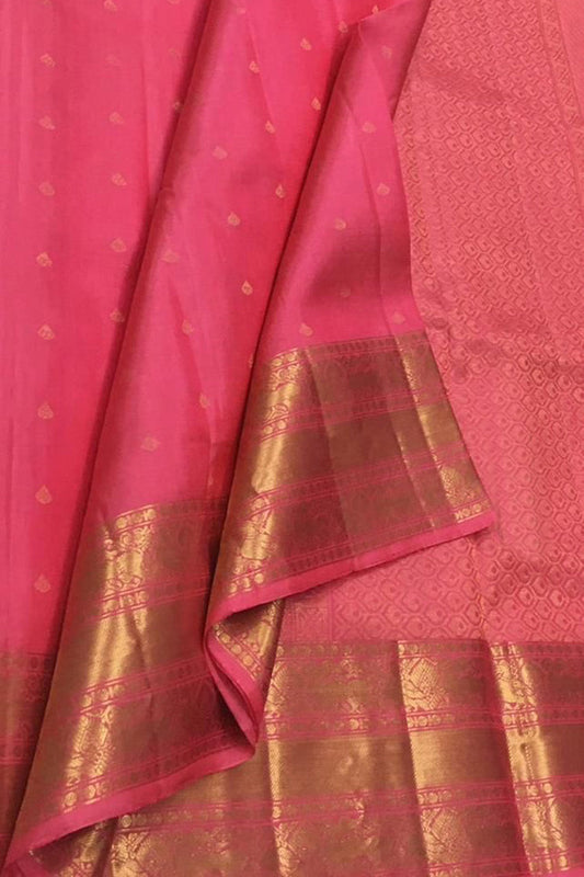 Exquisite Pink Kanjeevaram Handloom Pure Silk Saree - Luxurion World