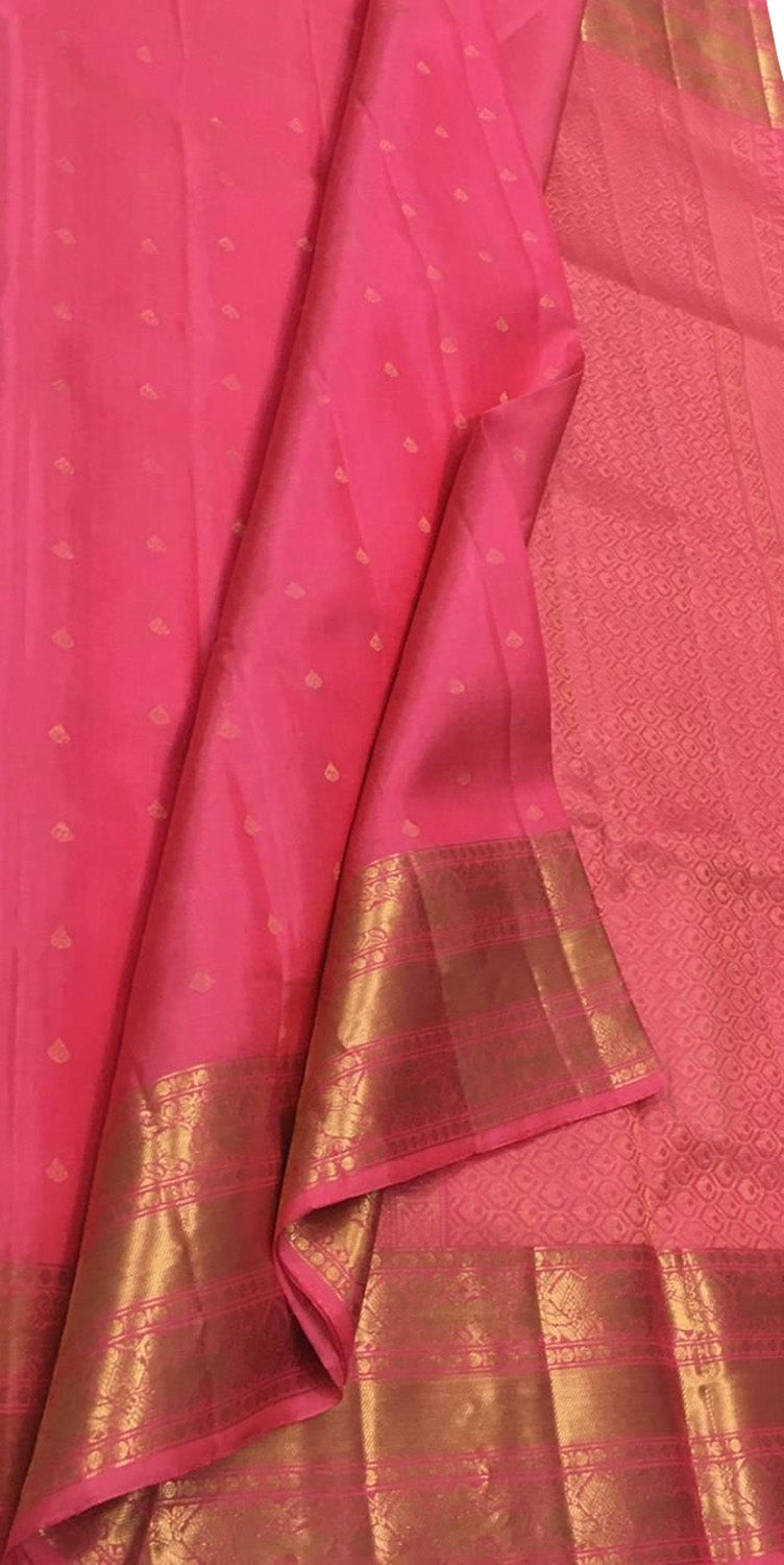 Exquisite Pink Kanjeevaram Handloom Pure Silk Saree - Luxurion World