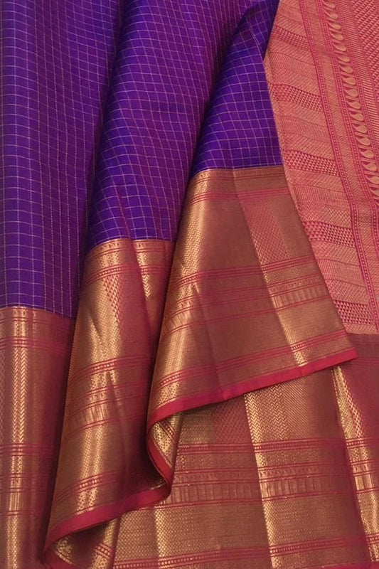 Exquisite Purple Kanjeevaram Pure Silk Saree - Luxurion World