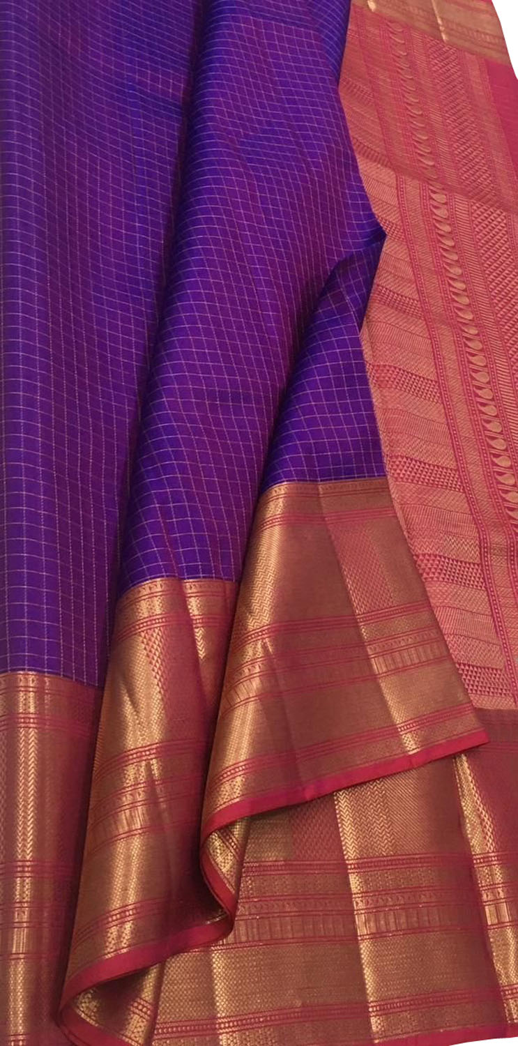 Exquisite Purple Kanjeevaram Pure Silk Saree - Luxurion World