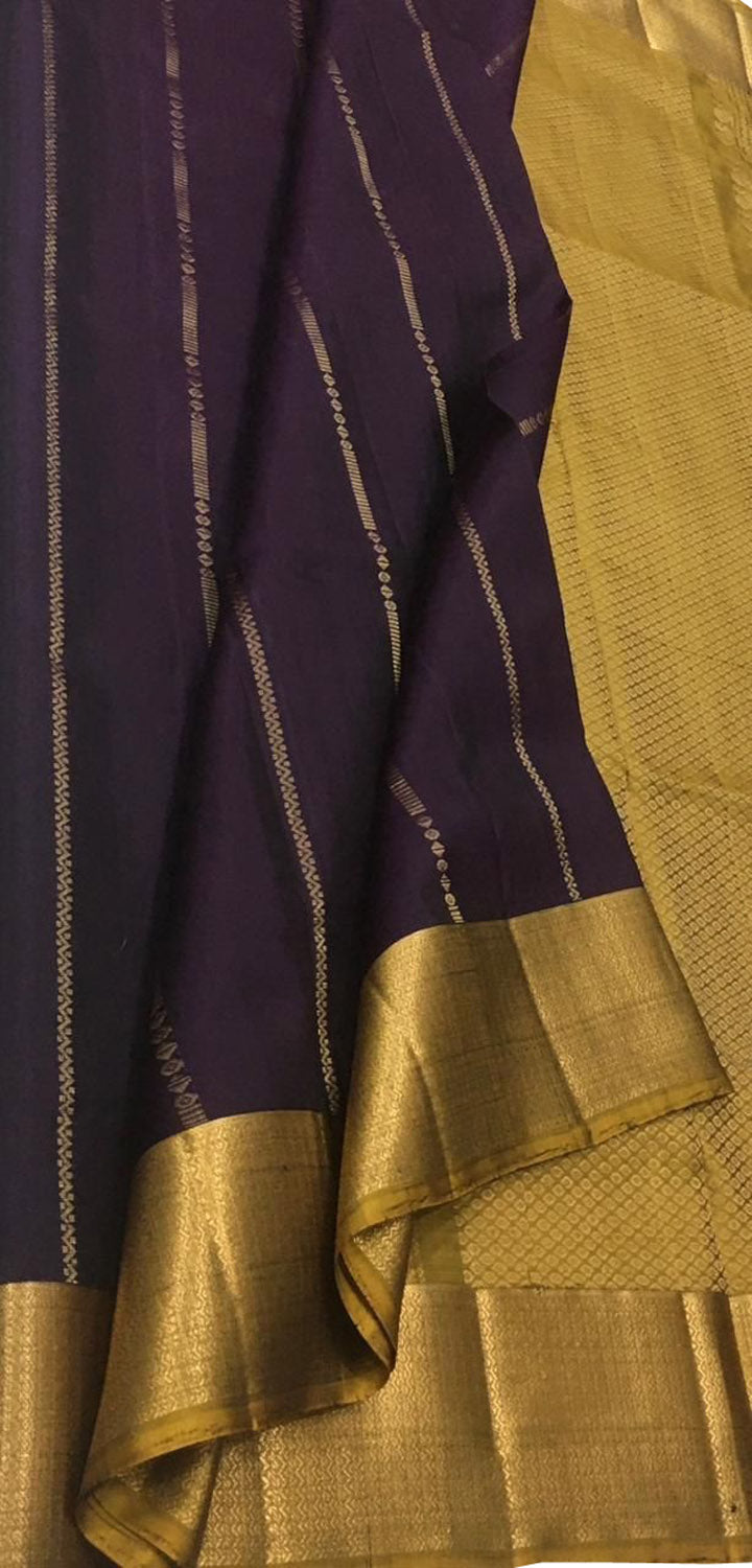 Elegant Purple Pure Silk Kanjeevaram Saree - Luxurion World