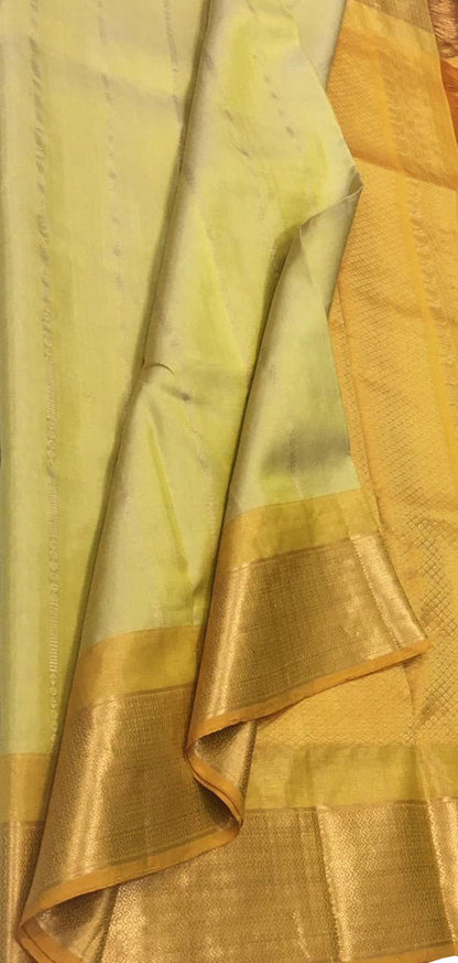 Yellow Kanjeevaram Handloom Pure Silk Saree - Pure Elegance - Luxurion World