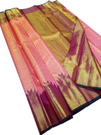 Pink Kanjeevaram Handloom Pure Silk Saree - Luxurion World