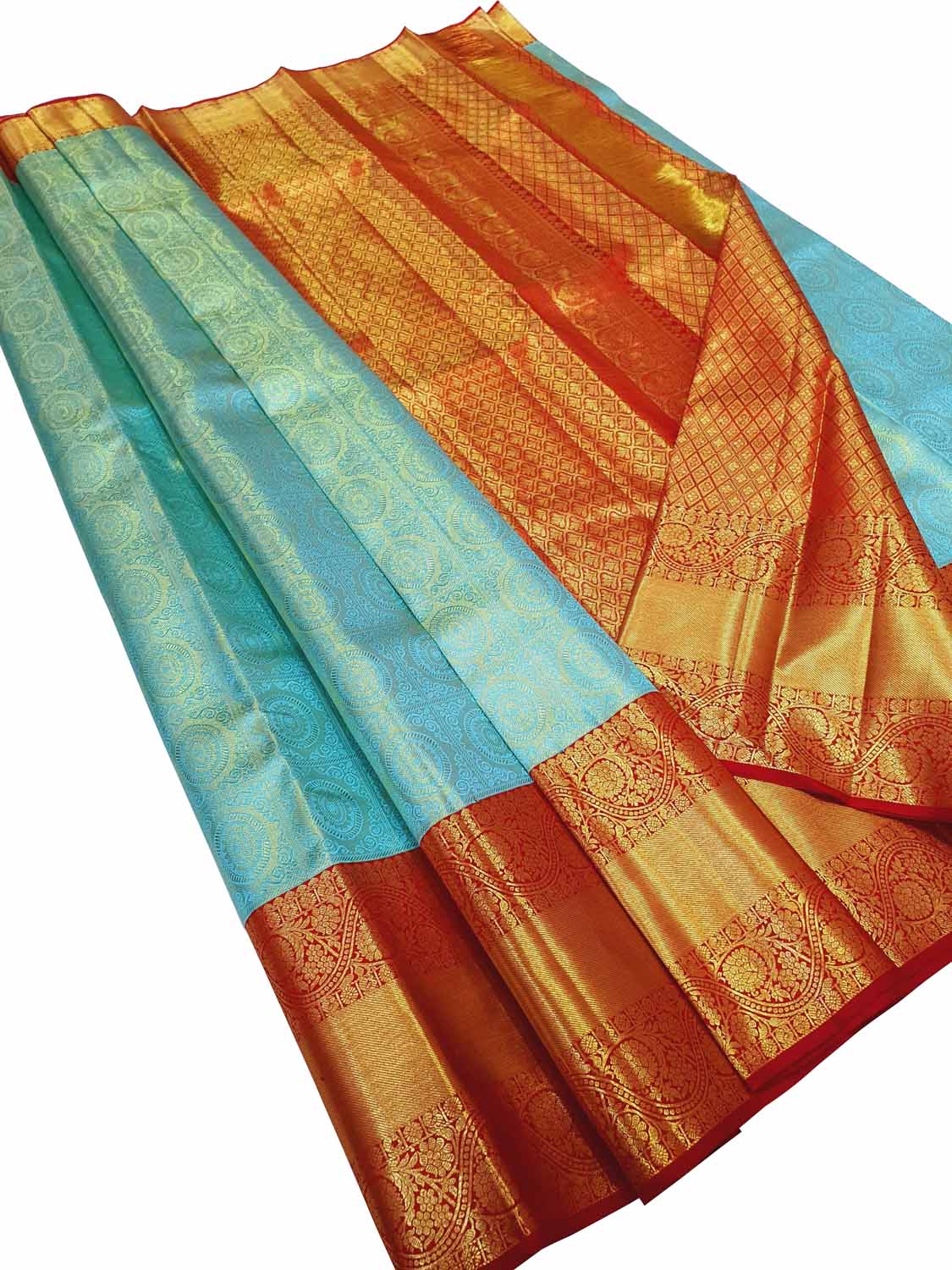 Blue Kanjeevaram Handloom Pure Silk Saree - Luxurion World
