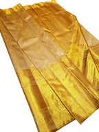 Golden Kanjeevaram Handloom Pure Silk Saree - Luxurion World