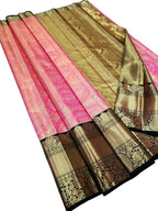 Pink Kanjeevaram Handloom Pure Tissue Silk Saree - Luxurion World