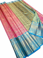 Pink Kanjeevaram Handloom Pure Tissue Silk Saree - Luxurion World