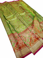 Multicolor Kanjeevaram Handlooms Pure Tissue Silk Saree - Luxurion World