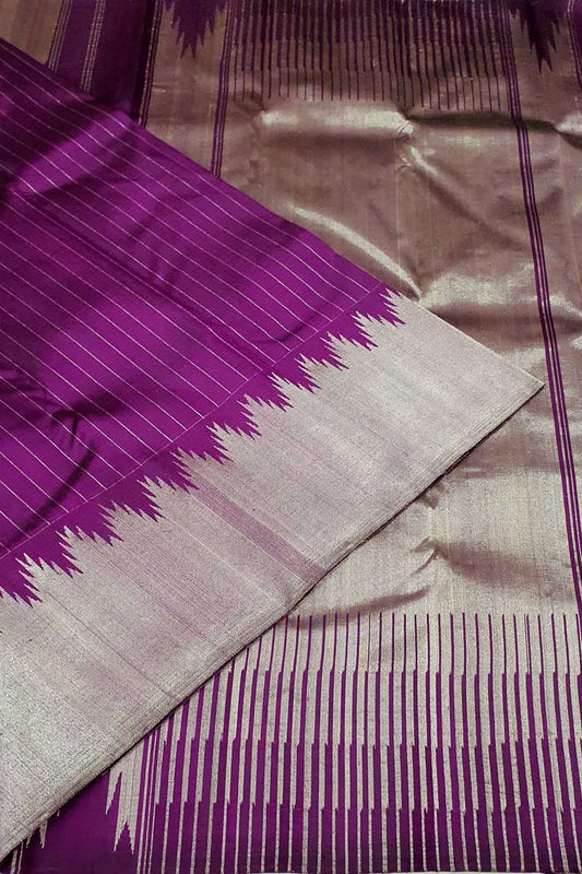 Purple Kanjeevaram Handloom Pure Silk Saree - Luxurion World