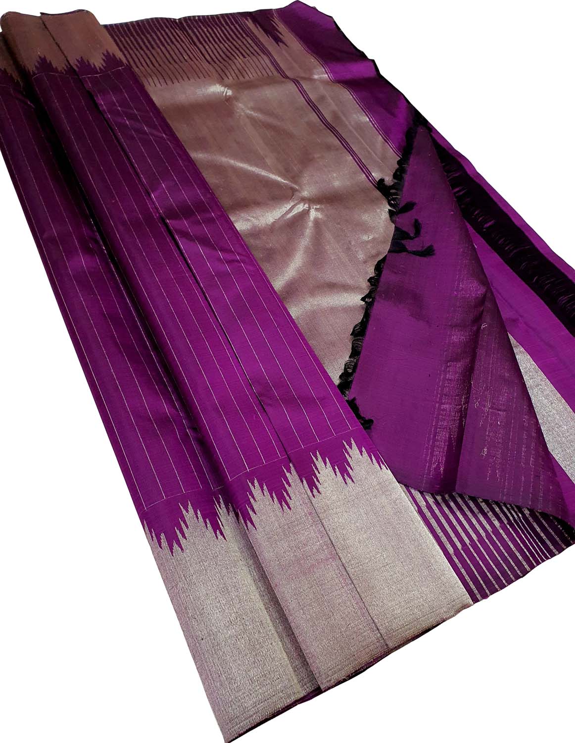 Purple Kanjeevaram Handloom Pure Silk Saree - Luxurion World