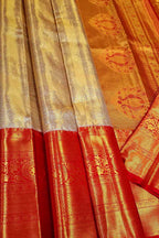 Golden Kanjeevaram Handloom Pure Tissue Silk Saree - Luxurion World