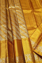 Golden Kanjeevaram Handloom Pure Silk Saree - Luxurion World