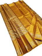 Golden Kanjeevaram Handloom Pure Silk Saree - Luxurion World