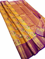 Multicolor Kanjeevaram Handloom Pure Tissue Silk Saree - Luxurion World