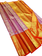 Timeless Elegance: Exquisite Pink Kanjeevaram Handloom Pure Tissue Silk Saree - Luxurion World